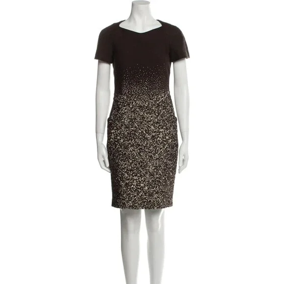 Carolina Herrera Tweed Pattern Knee-Length Dress Size: SUS 4